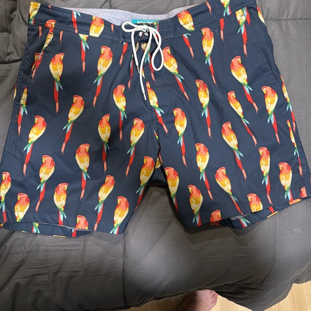 Men's Parrot Print Bonobos Swim Shorts Size 36